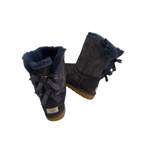 UGG Bailey Bow II shearling suede winter Navy Mouton Women's Boots y2k sz 9 - Picture 1 of 9